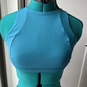 Lululemon sports bra scoop high neck, with straps blue size 6